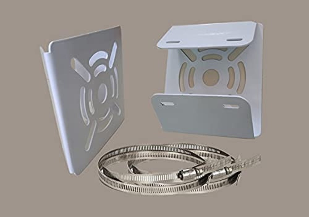 Cctv Pole Mount Bracket - Metal, 4x4 Inches, Ivory White | Adjustable Ring For 200mm Diameter, Compatible With Hikvision And Dahua Cameras, Indoor/outdoor Use