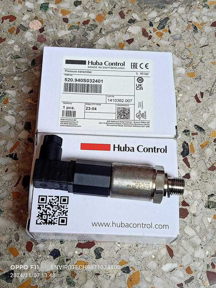 HUBA SWITZERLAND Pressure Transmitter Part No 520.940S032401 Range 0-60 Bar