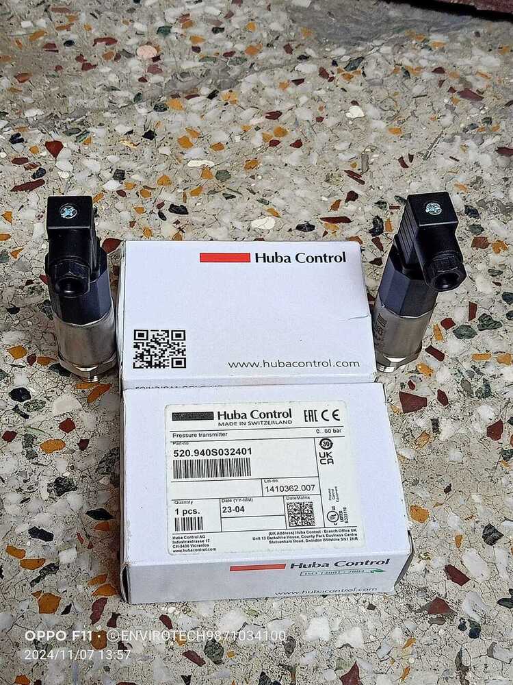 Huba Switzerland Pressure Transmitter Part No 520.940s032401 Range 0-60 Bar - Stainless Steel 1/4 Npt Connection, 24v Supply, Ip67 Rating, Quick Cable Mounting