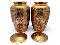 Golden Detailed Engraved Brass cremation urn for Human Ashes Bulk Manufacturer of Urn s from India