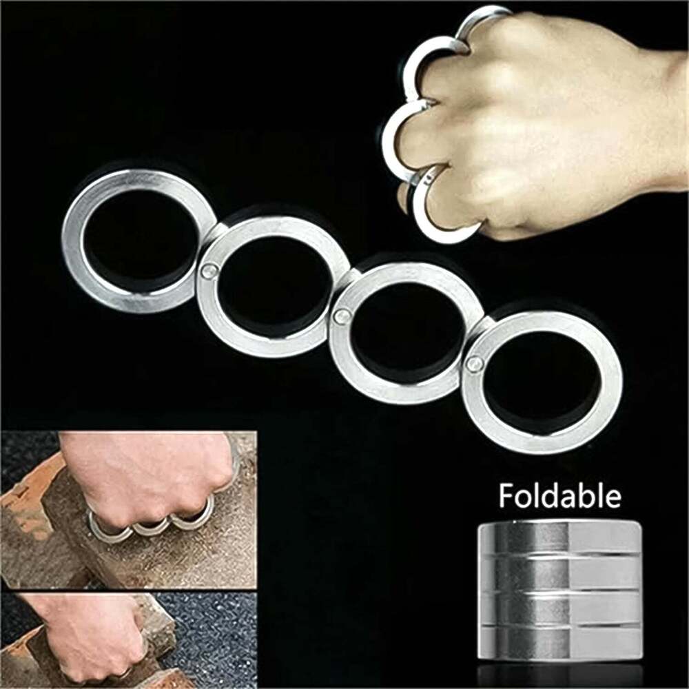 Portable 4 Finger Ring Unique Rotating Folding Rings