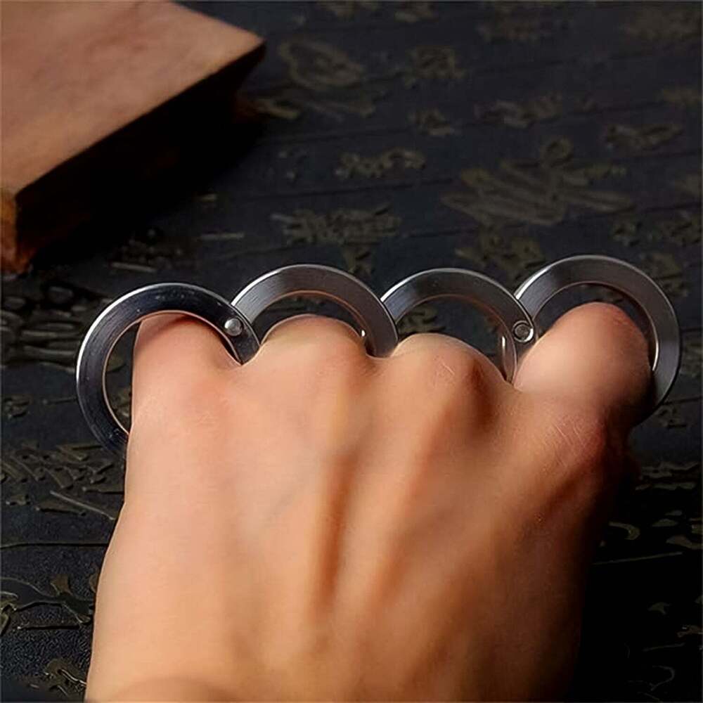 Portable 4 Finger Ring Unique Rotating Folding Rings