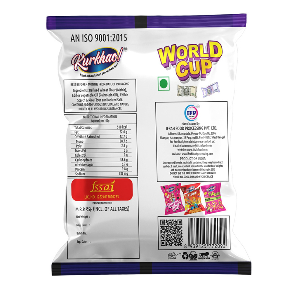 World Cup Kurkhao! Fryums - Fresh Fryums 140x180 Mm Fried Processing Sweet Taste 3-4 Months Shelf Life - High Quality Snack Delight