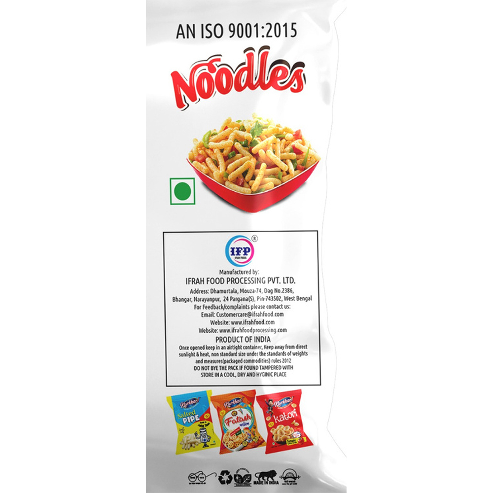 Noodles Kurkhao! Fryums - 140x200 Grams, Fried Crispy Noodle Snacks With Chatpata Masala Sauce, Spicy Taste