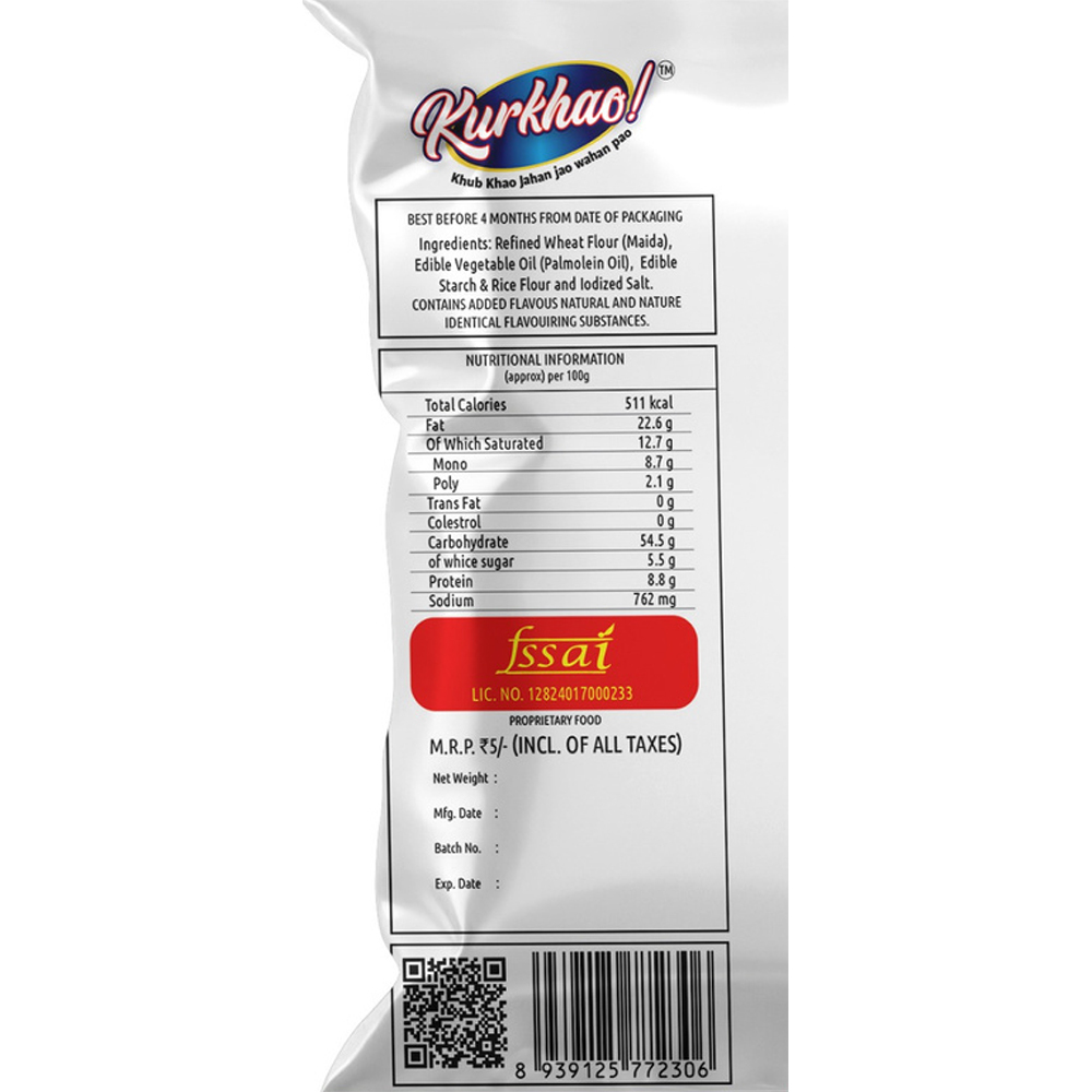 Noodles Kurkhao! Fryums - 140x200 Grams, Fried Crispy Noodle Snacks With Chatpata Masala Sauce, Spicy Taste