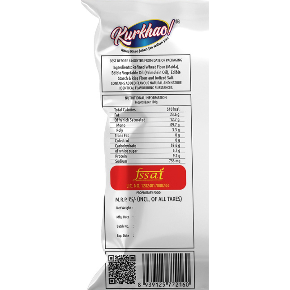 Fatash Kurkhao! Fryums - 140x200mm Crispy Tangy Tomato Snack | High Quality, Fried, 3-4 Months Shelf Life, Sour Taste