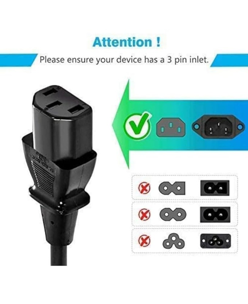 Heavy-duty Computer Power Cable - 18awg, 5m Length, Black | Durable Pvc Material, Universal 3-pin Compatibility, Overheat & Short Circuit Protection