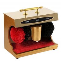 Automatic Shoe Shine Machine - Wooden Material, 21x38x28 Cm Size, Golden & Silver Color | Fully Automatic Operation, Hygienic Deep Cleansing, Includes 200 Ml Polish