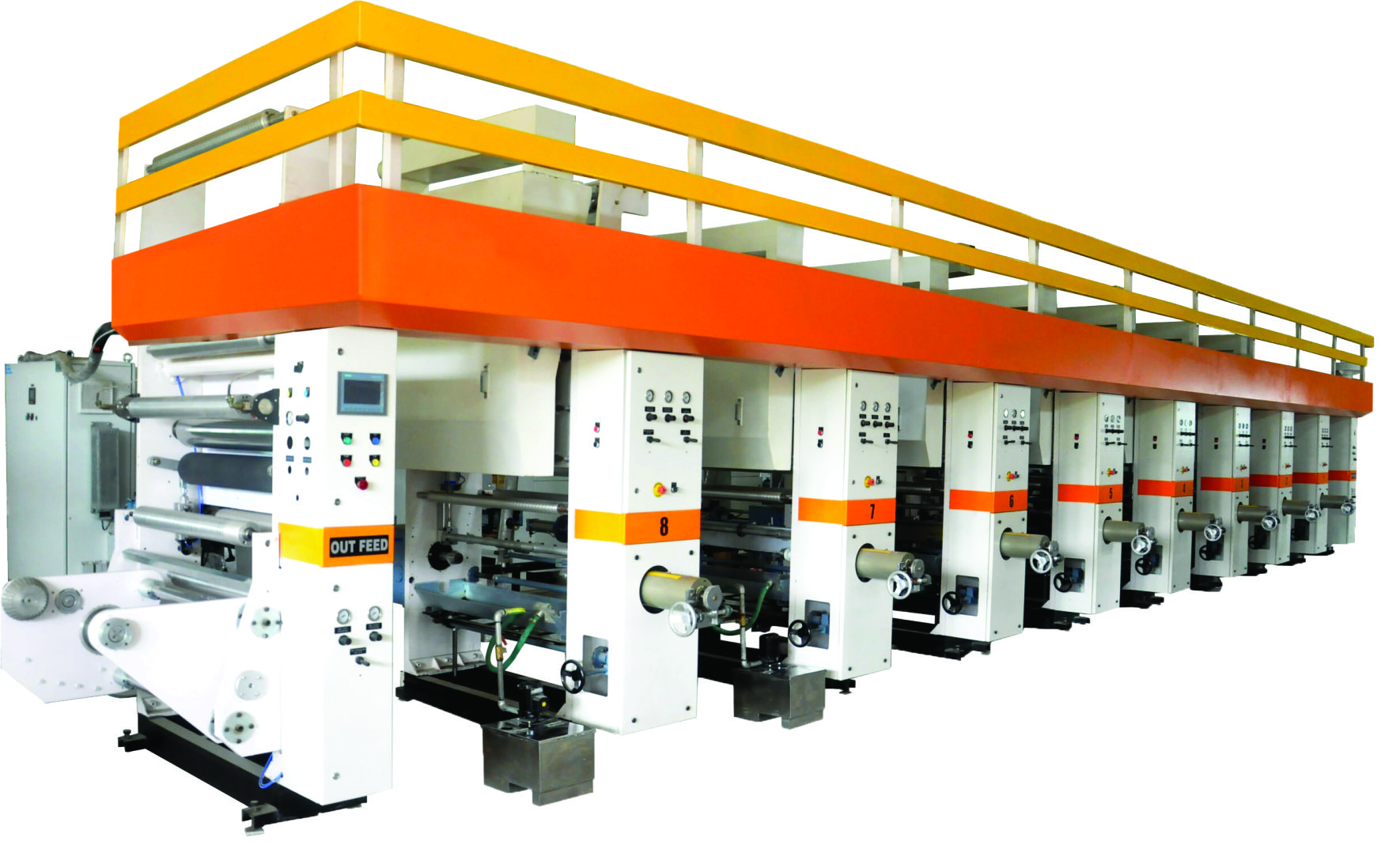 Rotogravure Printing Machine - 20 To 80 Inch Width | High Efficiency Front & Reverse Printing, Advanced Hot Air Drying System, Compact Web Path