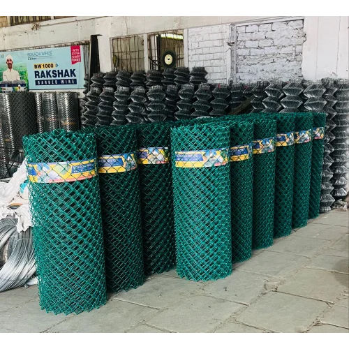 PVC Coated Chain Link Fence - Steel Wire, 1.50mm Coating Thickness, Green Color | Ideal for Security, Boundary, Commercial Fencing, and Gardens