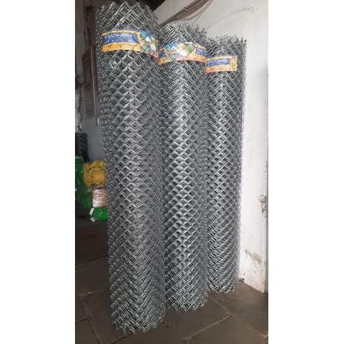Galvanised Chain Link Fence - Galvanized Iron Material, 50 x 50 mm Mesh Size, Silver Color | Industrial Use, Durable Design