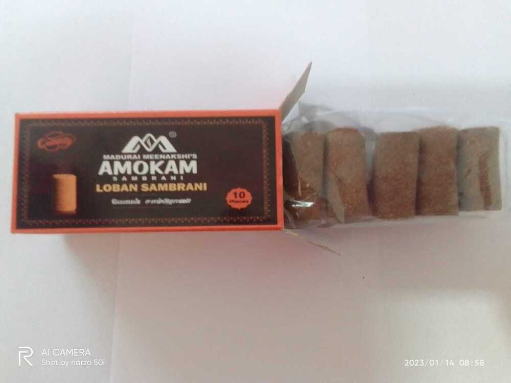 Loban Sambrani Sandle (Stick) 10 Pcs - Clay Material, 2 Inch Round, Smooth Sandle Color | Includes Incense Holder, Eco-friendly