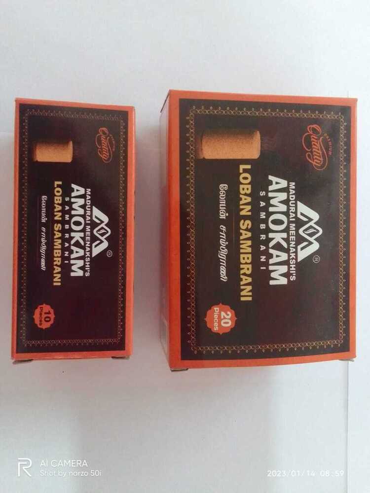 Loban Sambrani Sandle (Stick) 10 Pcs - Clay Material, 2 Inch Round, Smooth Sandle Color | Includes Incense Holder, Eco-friendly