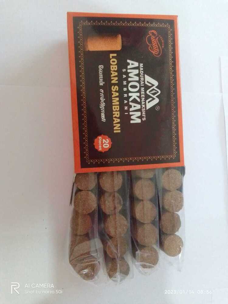 Loban Sambrani Sandle (Stick) 10 Pcs - Clay Material, 2 Inch Round, Smooth Sandle Color | Includes Incense Holder, Eco-friendly