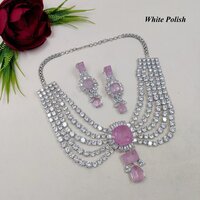 Shimmering Glassstone American Diamond Necklace