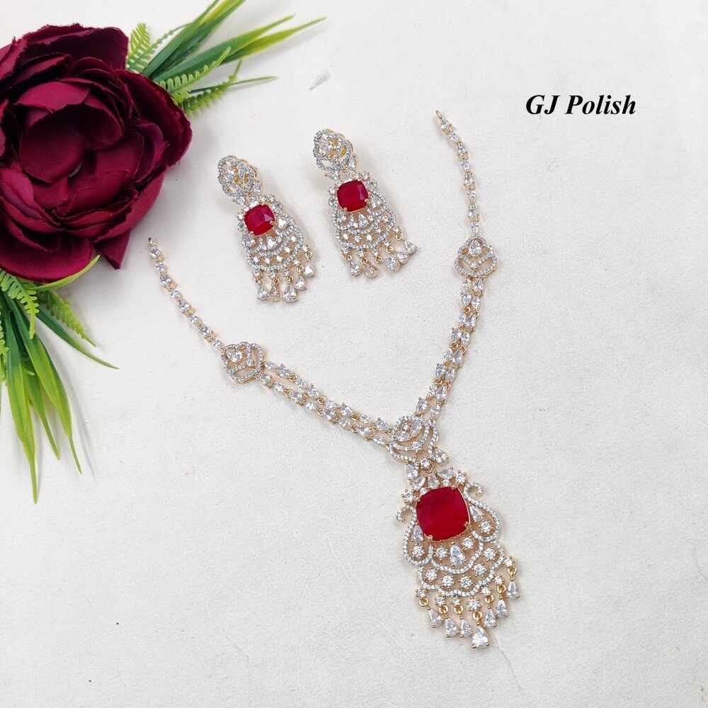 Dazzling Combination Of GlassStone AD  Necklace