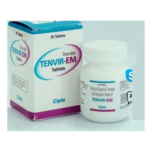 Tenvir Em Tablet - Emtricitabine 200 Mg + Tenofovir Disoproxil Fumarate 300 Mg , Effective Hiv Prevention Medication In Strip Packaging Of 30 Tablets