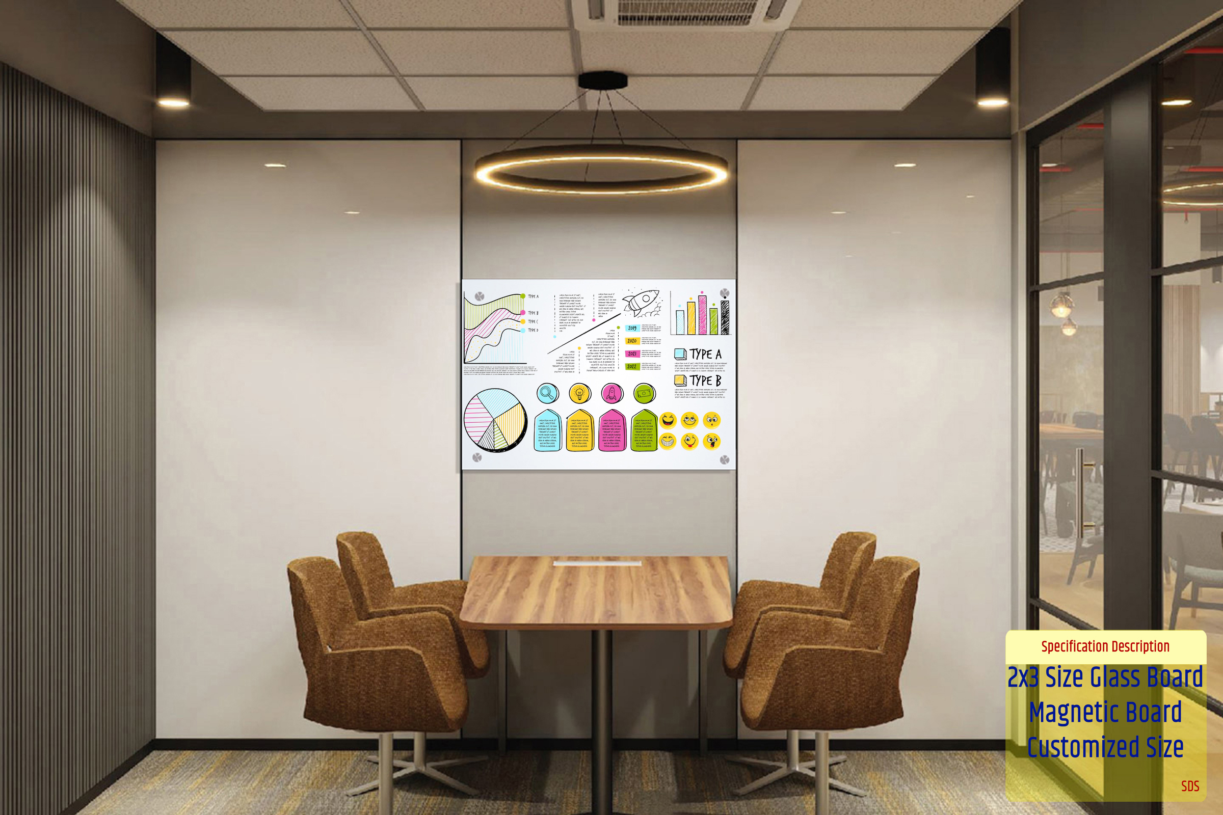 3 Feet White Glass Writing Board