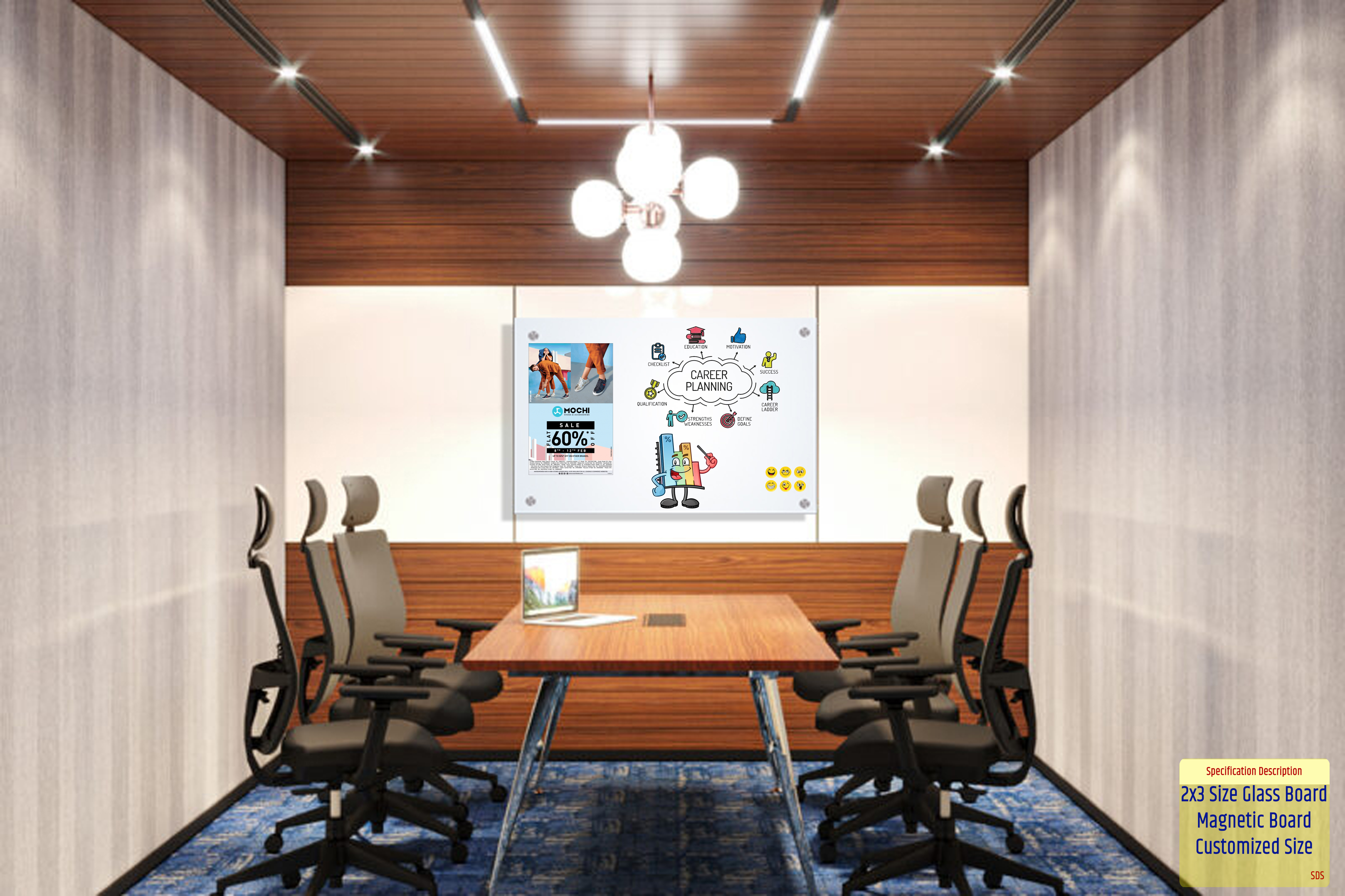 3 Feet White Glass Writing Board
