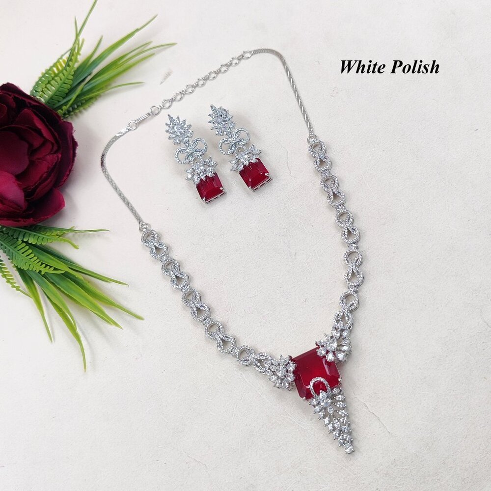 Stunning American Diamond Necklace - Aaa Star Cut Zircon Stones, Elegant White Polish For Women | Perfect For Weddings, Anniversaries, Engagements, And Everyday Wear