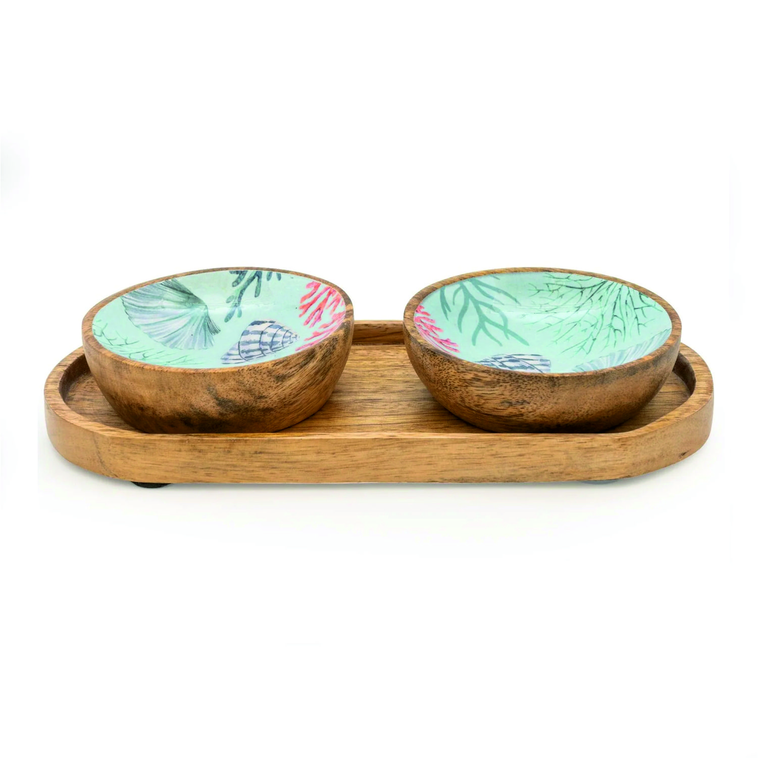  WOODEN BOWL WITH PLATE