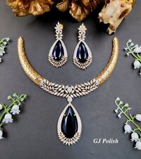 New Glass stone American Diamond Locket Set