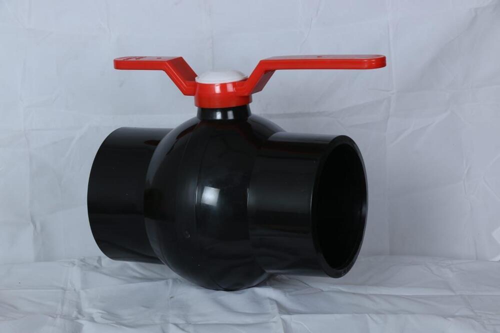 Solid Ball Valve Long Handle M.S. Plate (Black)