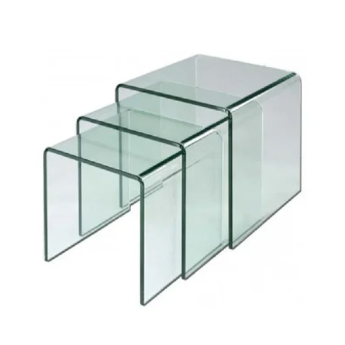 90 Degree Bend Glass Table - Color: Transparent