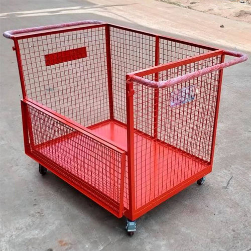 Wire Mesh Platform Trolley - Color: Red