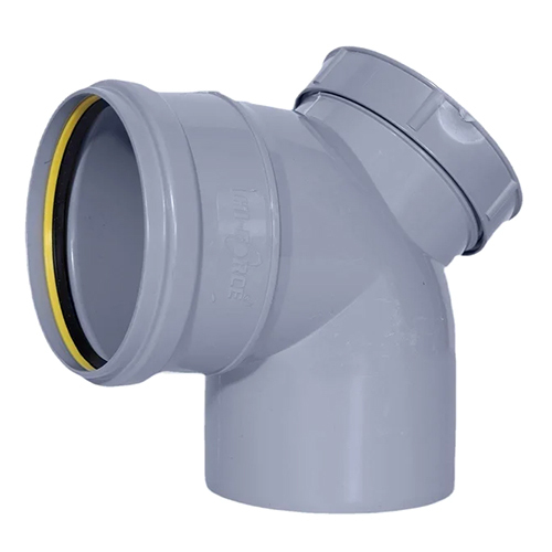 110 MM SWR Door Elbow Ring Fit - PVC Material, 110 Millimeter Outer Diameter, Grey Color, Polished Surface Treatment, Round Shape