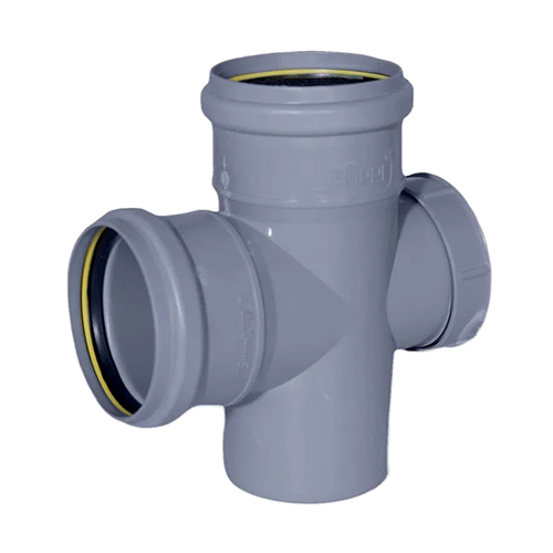 75 MM SWR Door Tee Ring Fit - PVC Material, 75 Millimeter Outer Diameter, Grey Color , Polished Smooth Finish, Round Shape for Security Applications