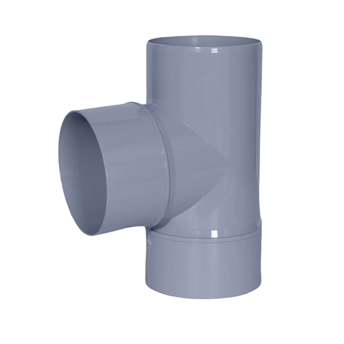75 MM SWR Self Fit Tee - PVC Material, 2.5 Inch Outer Diameter, Grey Color, Round Shape, Powder-Coated Surface Treatment | High Pressure Resistance, Easy Installation