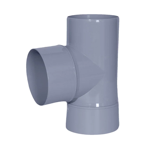 110 MM SWR Tee - PVC Material, 110 MM Outer Diameter, Grey Color, Round Shape, Polished Surface Treatment
