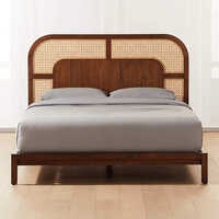 Teak Wood And Rattan King Size Bed - Color: Brown