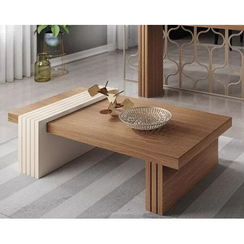 Nature Off White Center Table - Wooden Material, Various Sizes, Brown Color, Durable Design, Polished Finish, Modern Industrial Style
