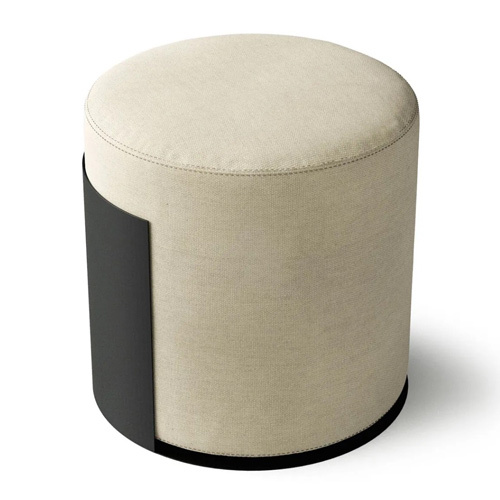 Martins Upholstered Round Fabric Pouf - Color: Grey