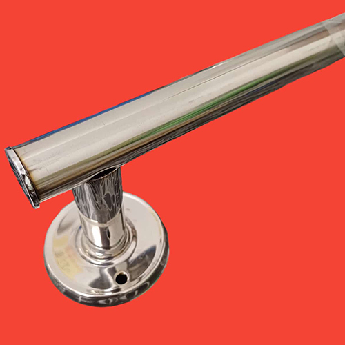 Flange Bathroom Towel Rod - Color: Silver