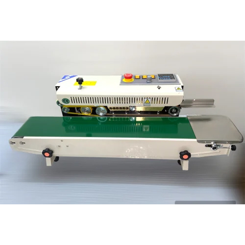 Semi-Automatic Continuous Band Sealer - Mild Steel, 10MM Sealing Width, 500 Pouch/Hour | Industrial Application, White Color, 220V Voltage, 38Kg Weight, New Condition