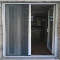 Upvc Sliding Mesh Door - Upvc Material, Different Sizes, White Frame, Powder Coated Finish, Toughened Glass For Interior Spaces