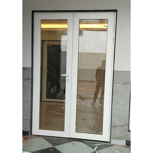 UPVC French Door - White, Different Sizes | Powder Coated Finish, Swing Design, Lever Handle, Toughened Glass