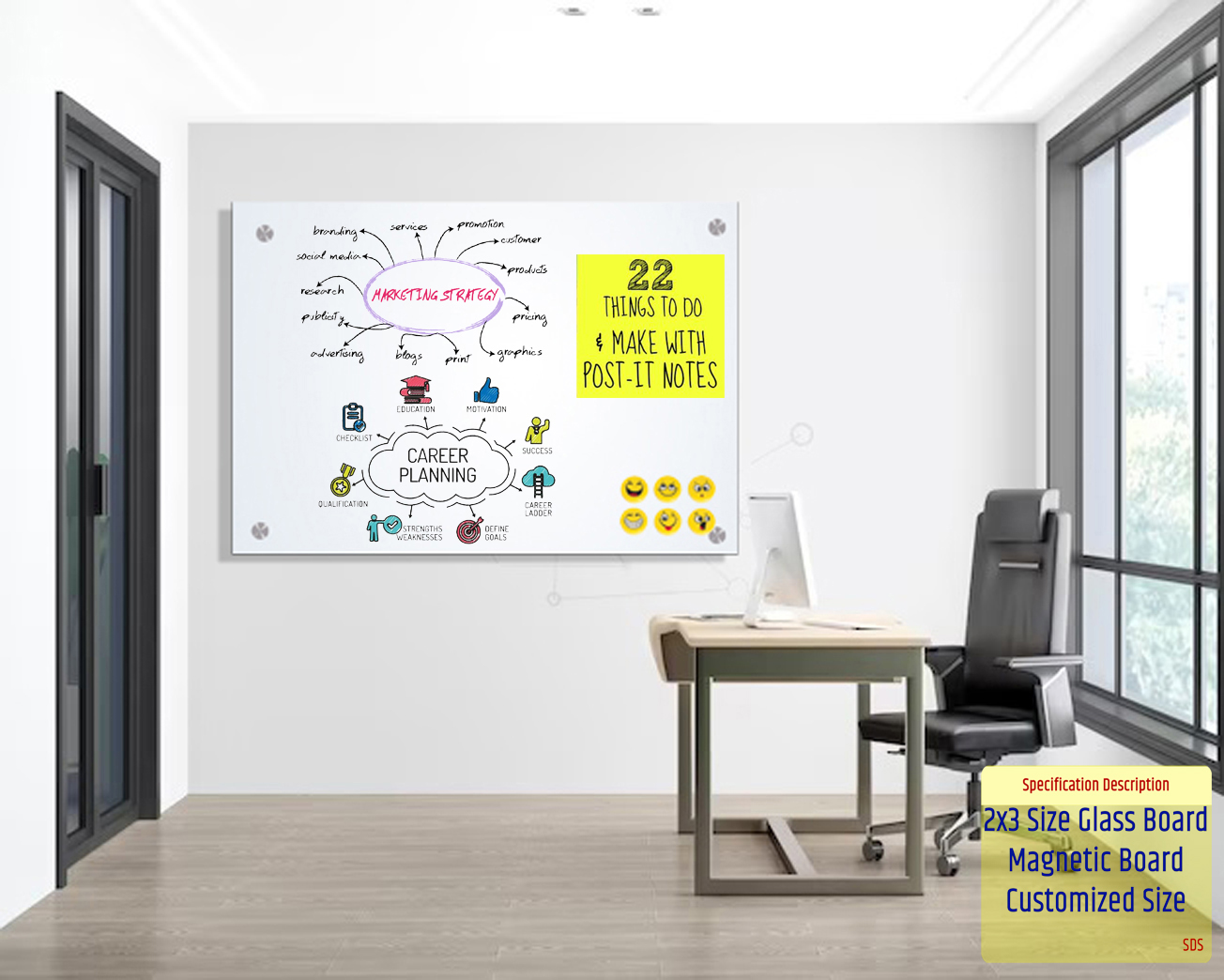 Frameless Glass Writing Board - Application: Home