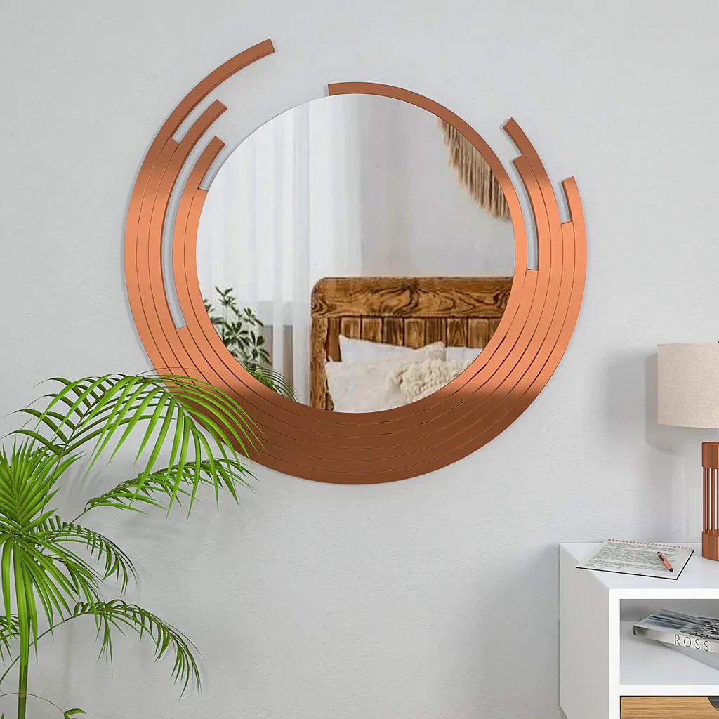 Half Moon Metal Wall Mirror - Color: Copper