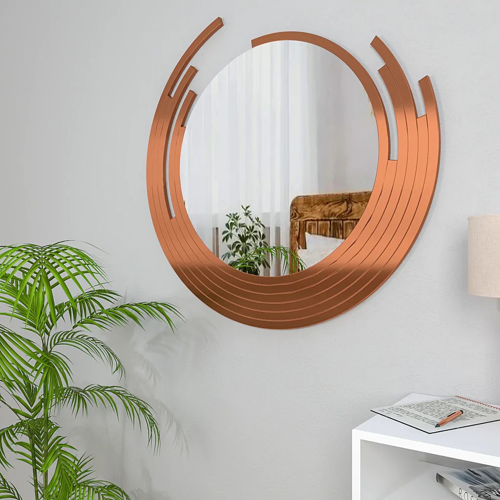 Half Moon Metal Wall Mirror - Color: Copper