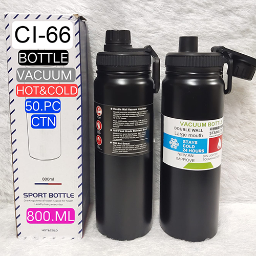 Ci-66 800Ml Hot And Cold Vacuum Water Bottle - Color: Black