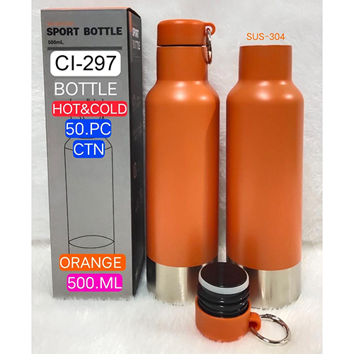 CI-297 Orange Hot And Cold Water Bottle - Stainless Steel, 500ml, Vibrant Orange Color | Round Shape for Easy Grip and Carry