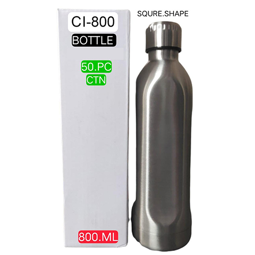 CI-800 800ml Square Shape Water Bottle - Stainless Steel, 800ml Capacity, Silver Color | Modern Design for On-the-Go Hydration