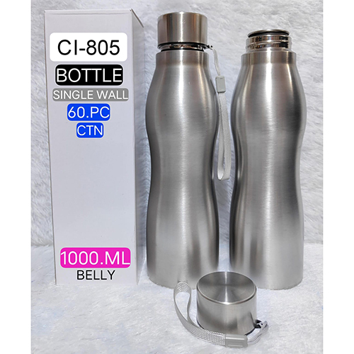CI-805 1000ml Belly Single Wall Water Bottle - Stainless Steel, 1000ml Capacity, Silver Color | Leak-Proof Design, Temperature Retention, Easy to Clean