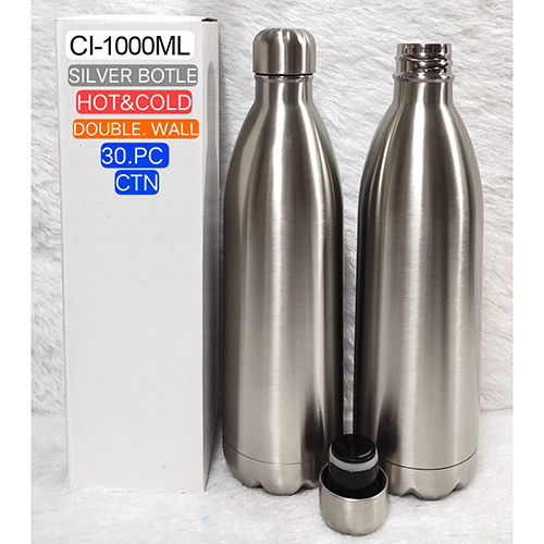 Ci-1000Ml Double Wall Silver Bottle - Material: Stainless Steel