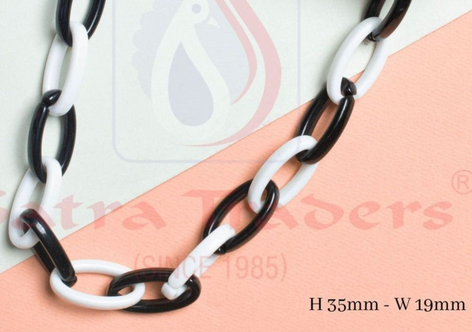 Acrylic Link Chain | Size : H-35mm W-19mm | 1mtr | AC24