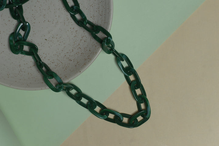 Marble Link Acrylic Chain | Size: 39mm | 1mtr | Ac28 - Brown Green Design, Versatile Use, Stylized For Fashion Accessories And Crafts